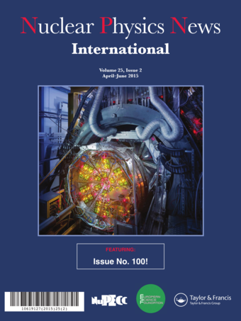 Titelseite der 100. Ausgabe des Magazins "Nuclear Physics News"
