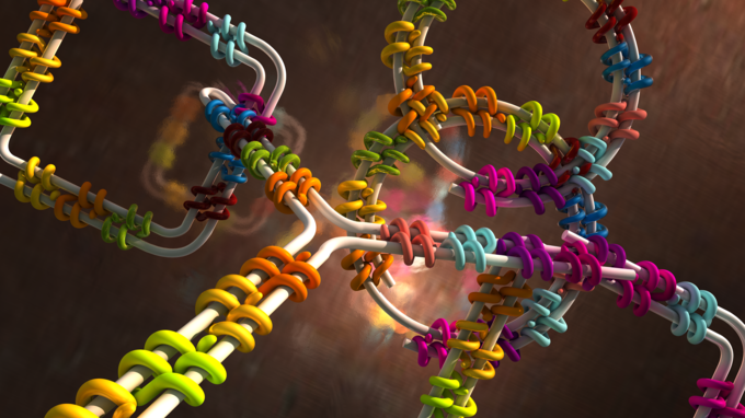 Doppelsträngige DNA kann mithilfe von Proteinen in dreimdimensionale Formen gefaltet werden