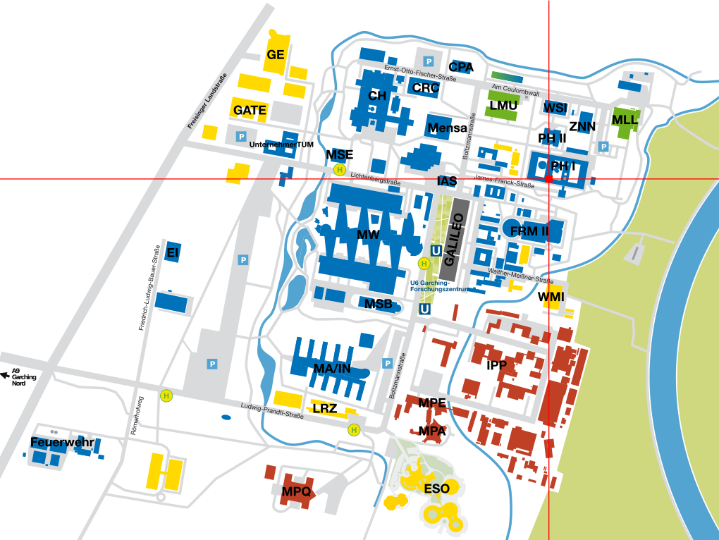 Map to the Physics Department @ Research adn Science Campus Garching