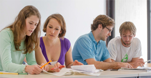 Students discuss in a tutorial