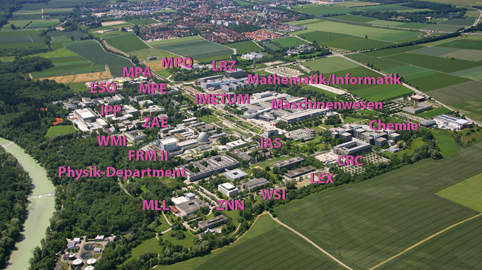Aerial photograph of the campus Garching
