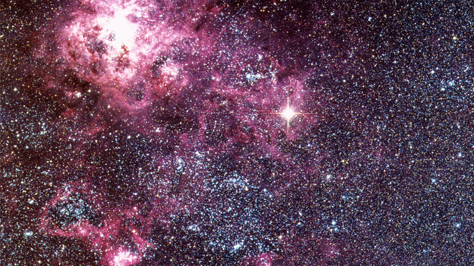 The stellar explosion, SN 1987A, located in the Large Magellanic Cloud