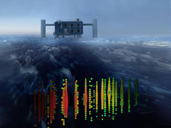 Ansicht des IceCube-Labors in der Antarktis mit Neutrino-Analyse