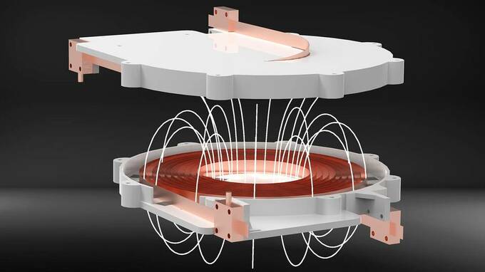coil made of superconducting wires that can contactlessly transmit power of more than five kilowatts